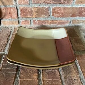 Sango Gold Dust Sienna Set of 2 Stoneware Square Salad Plates